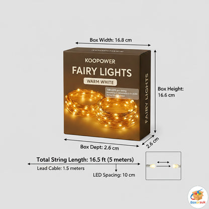 🔥 Buy One Get One Free - Battery Operated Fairy Lights (2 Lights) – Warm White 100 LED Copper Wire Lights