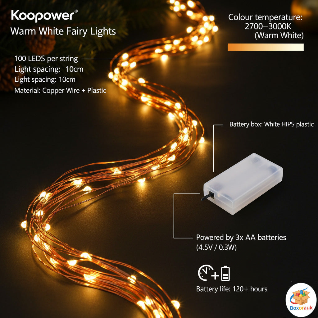 🔥 Buy One Get One Free - Battery Operated Fairy Lights (2 Lights) – Warm White 100 LED Copper Wire Lights